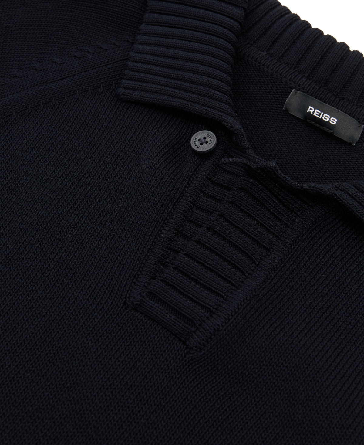 Reiss Men's Ashdown Long-Sleeve Open-Collar Raglan Sweater