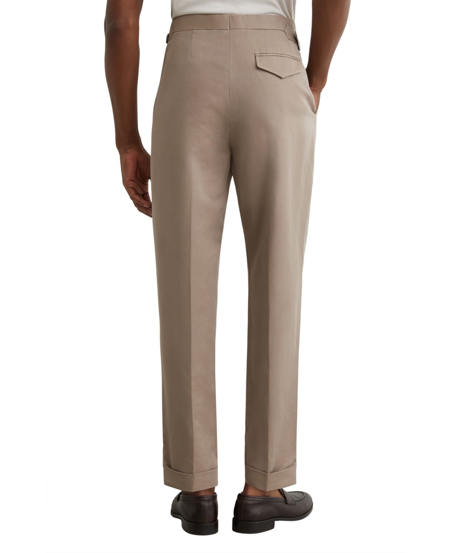 Мужские брюки REISS Com Cotton-Linen Blend Tapered Pleated Trousers, цвет: Серо-коричневый серый — фото 2