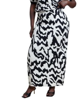 Plus Size Intarsia Close-Fit Maxi Skirt