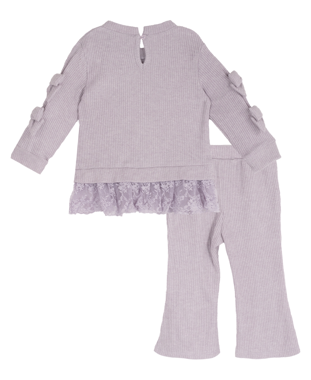Rare Editions Baby Girls' Lurex Rib Knit Top to Matchy Ruffle Leggings, 2-Piece Set