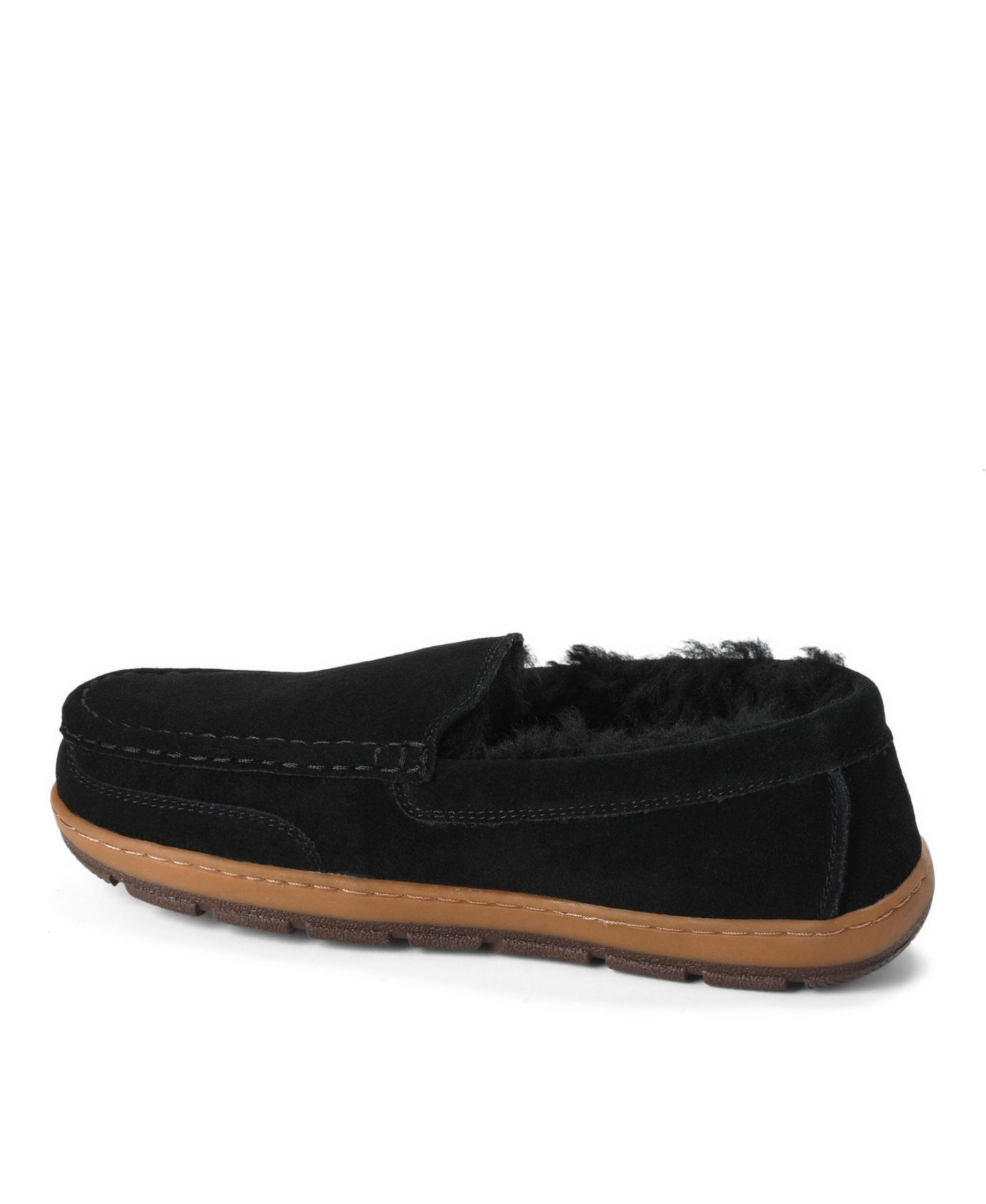 Мужские тапочки Dearfoams Fireside by Melbourne Rugged Loafer Water-Resistant Genuine Suede Slippers, цвет: Чёрный — фото 5
