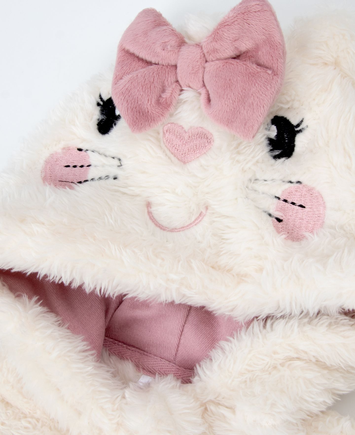Baby Essentials Baby Girls' Cat Sherpa Hooded Zipper-Closure Footie, цвет: Белый — фото 4