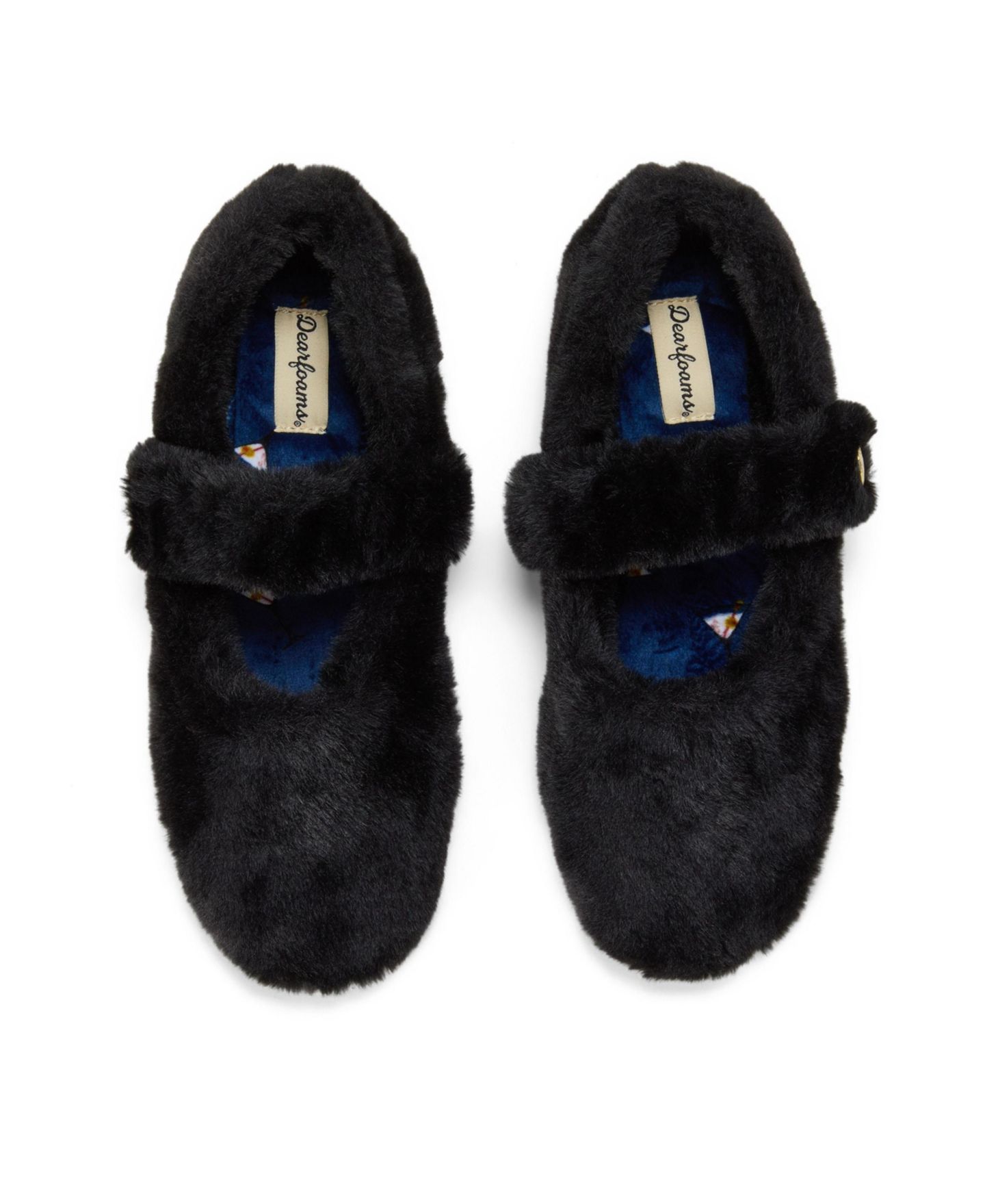 Женские тапочки Dearfoams Maryanne Luxe Teddy Maryjane Slippers, цвет: Чёрный — фото 4