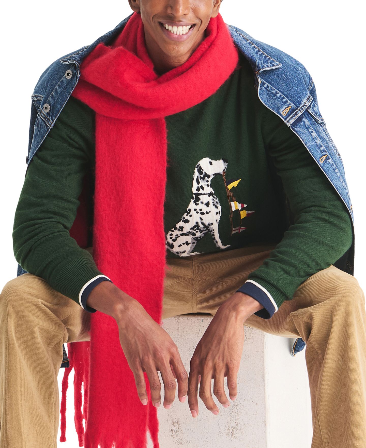 Мужской свитер Nautica Dog Intarsia Crewneck, цвет: Kelp — фото 3