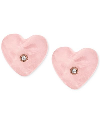Michael Kors Rose Gold-Tone Stone Heart Stud Earrings