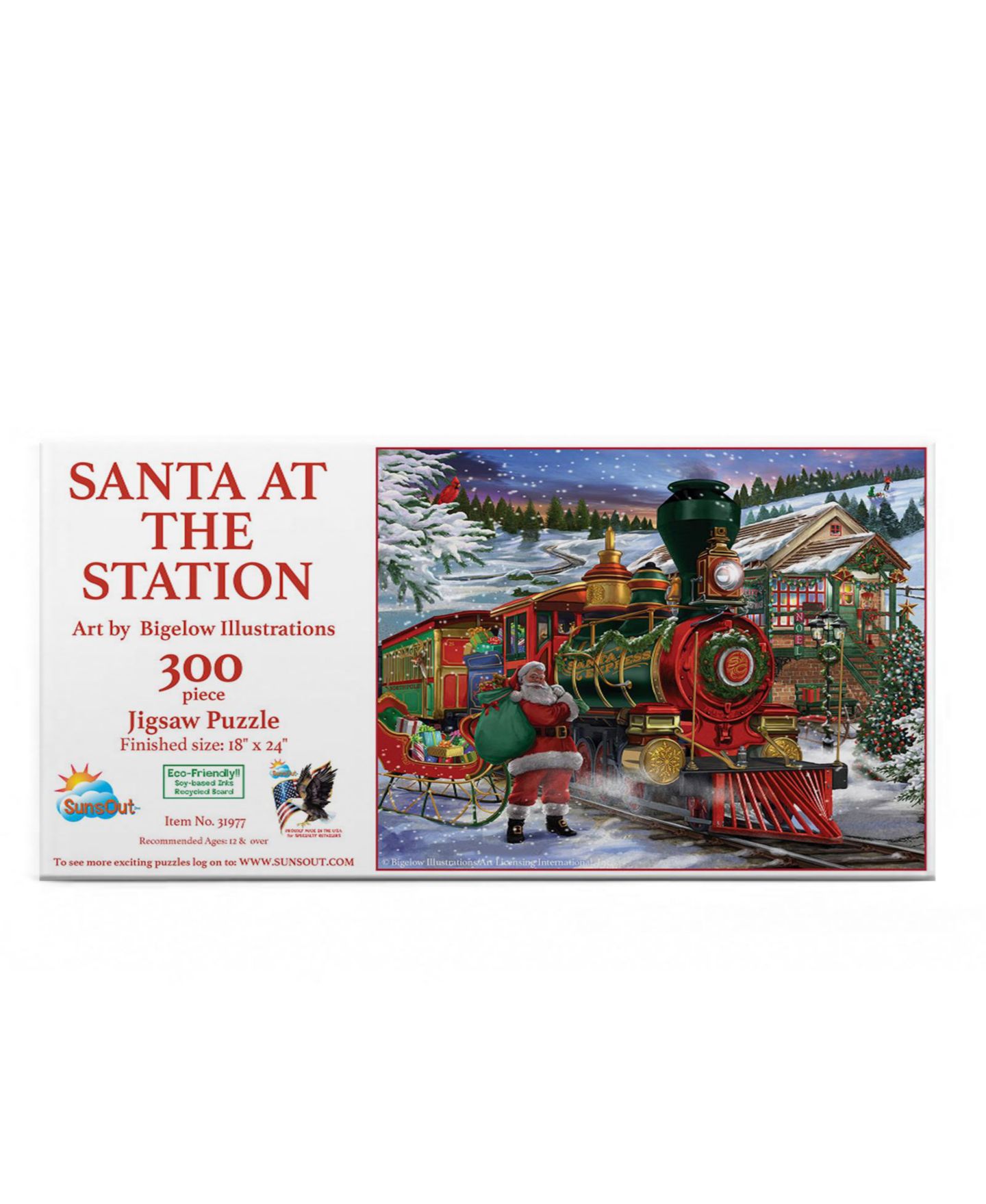 Детский пазл SunsOut Santa at the Station Christmas 300 Piece Jigsaw Puzzle, Ages 15+ — фото 3