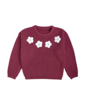 Toddler Girls Floral Applique Sweater