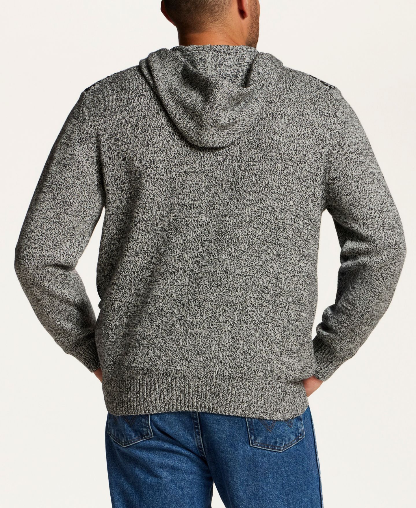 Мужской свитер Weatherproof Vintage Marled Snowflake Cotton Hooded Pullover, цвет: Серый — фото 4