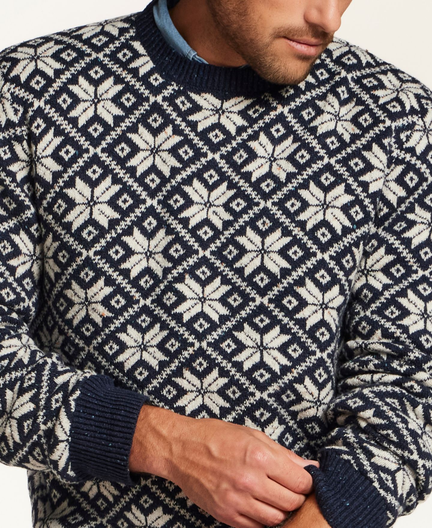 Мужской свитер Weatherproof Vintage Donegal Snowflake Crewneck Long-Sleeve Sweater, цвет: Seaborn Donegal — фото 3