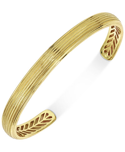 Esquire Men's Jewelry Textured Cuff Bracelet in 10k Gold, Only at Macy's