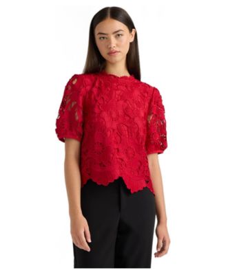 Women's Mock Neck Lace Top