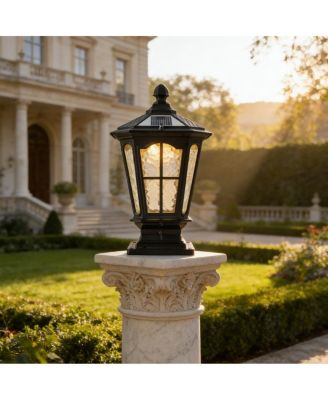 Vintage Outdoor Garden Post Light, Waterproof Aluminum Pillar Lantern with Bulb