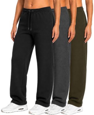Women's Loose-Fit Tech Fleece Open-Bottom Sweatpants, 3-Pack
