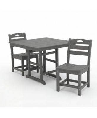 HDPE Outdoor Patio Dining Set 37.8 Inch Square Table with 2 Chairs 3-Piece Bistro Set