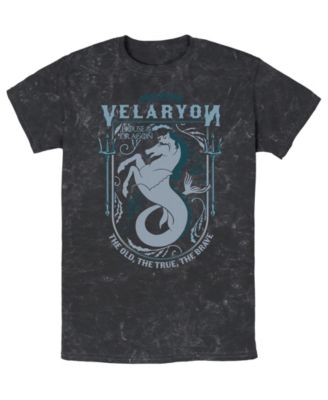 Men's House of the Dragon Velaryon Mineral-Wash Graphic Crewneck Cotton T-Shirt