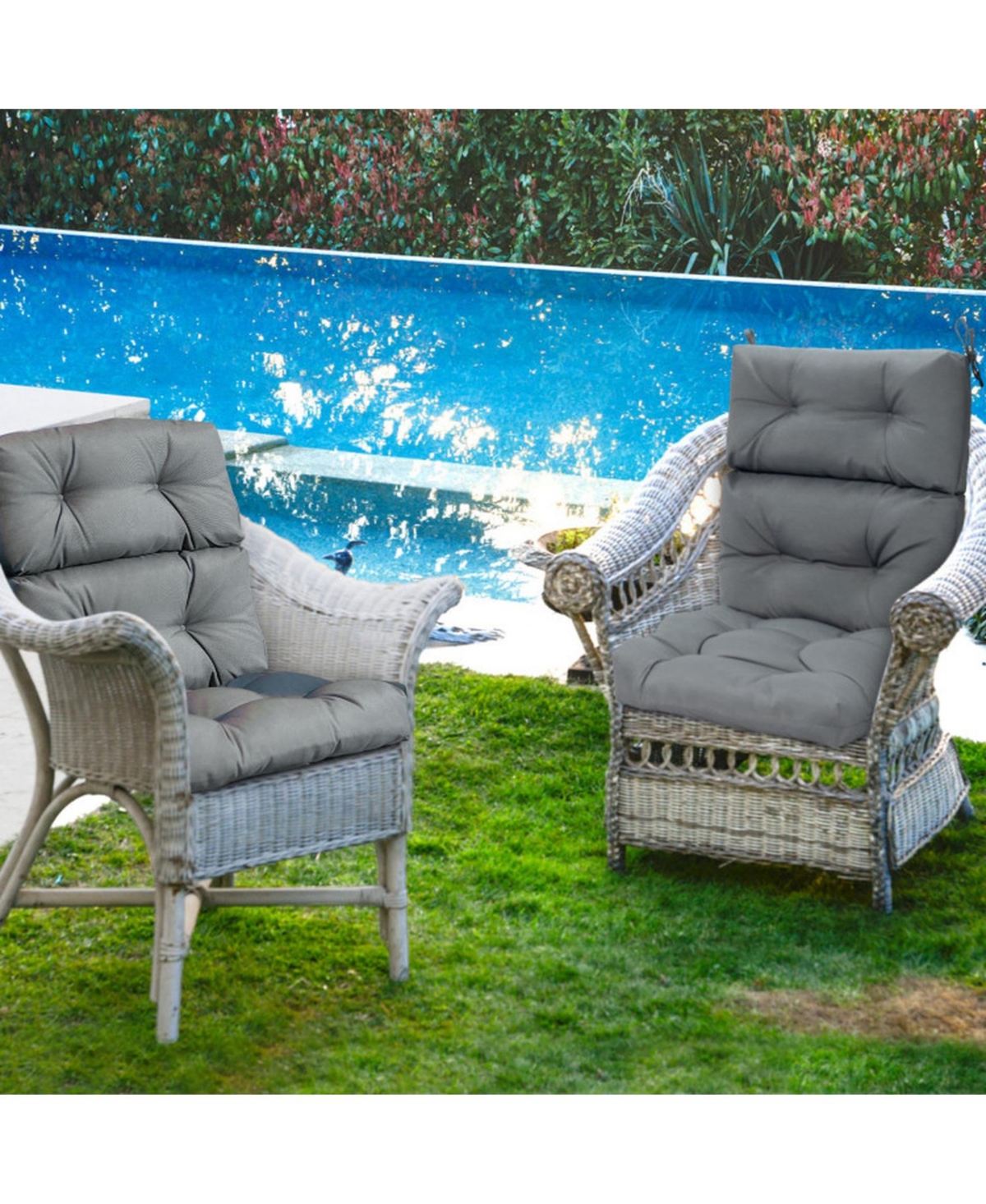 Sugift Set of 2 High Back Outdoor Chair Cushions with 3-Position Adjustable Backrest