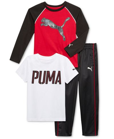 Puma 3-Pc. T-Shirt, Shirt & Pants Set, Little Boys (2-7)