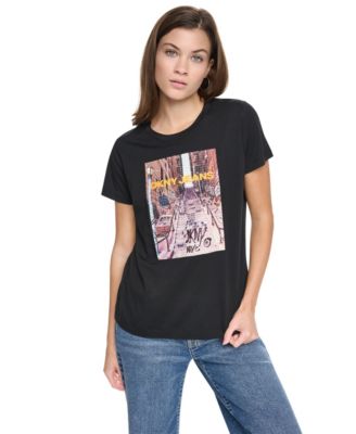 Women's Photoreal Bronx Logo Graphic Short-Sleeve Crewneck Cotton-Blend T-Shirt