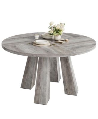 4-Person Round Farmhouse Dining Table with Pedestal
