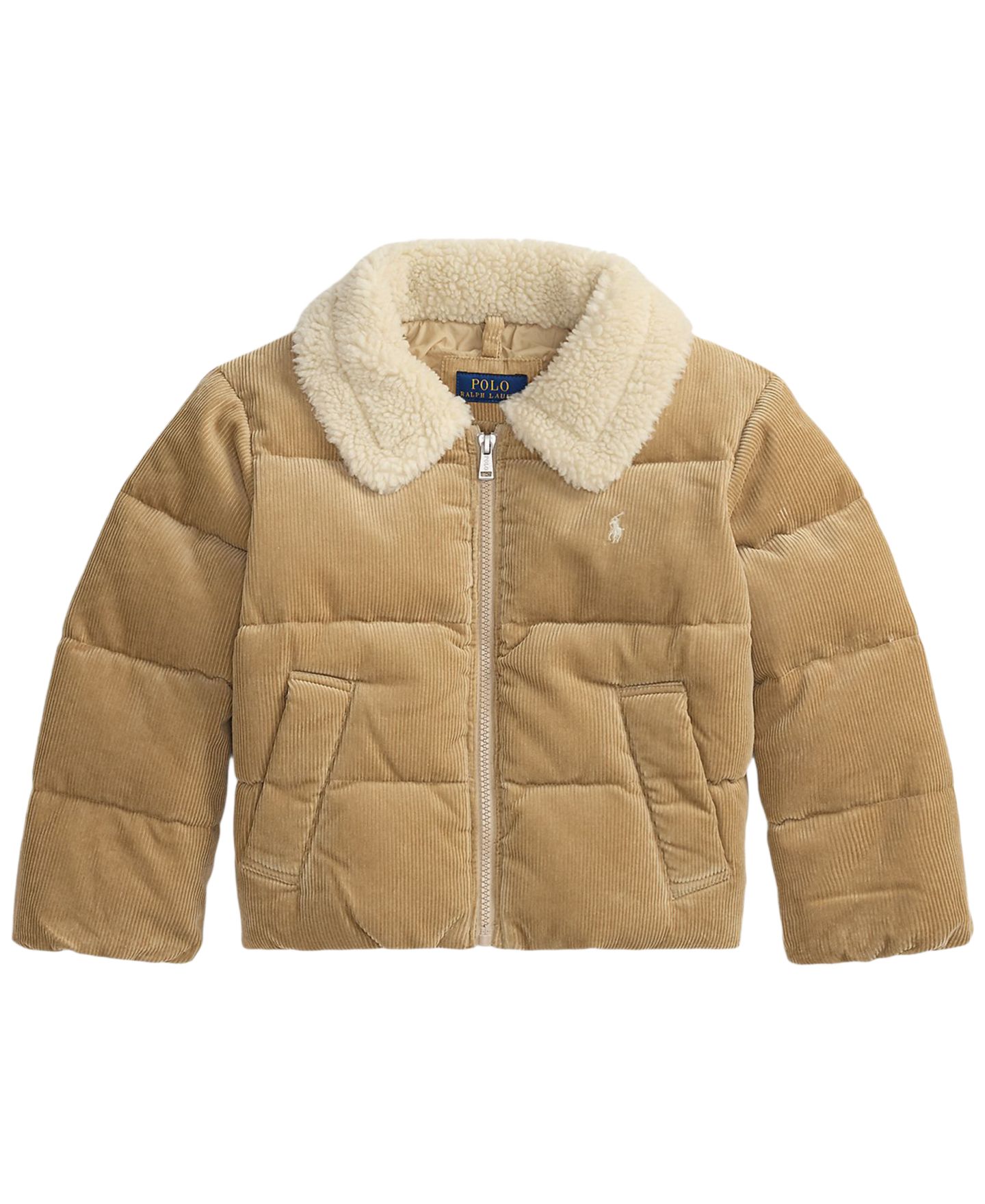Куртка Polo Ralph Lauren Cotton Corduroy Down Jacket для девочек, цвет: Винтажный хаки — фото 4