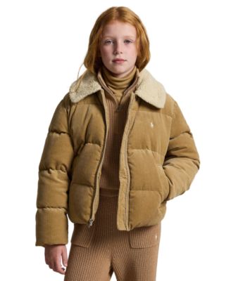 Girls' 7-16 Cotton Corduroy Down Jacket