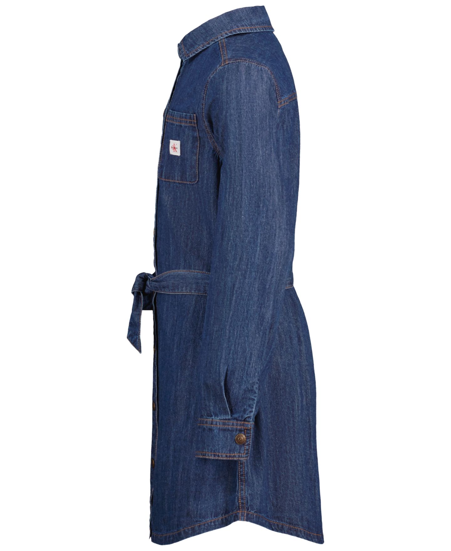 Платье Calvin Klein Long-Sleeve Denim Shirt Dress для девочек, цвет: Синий варёный — фото 3