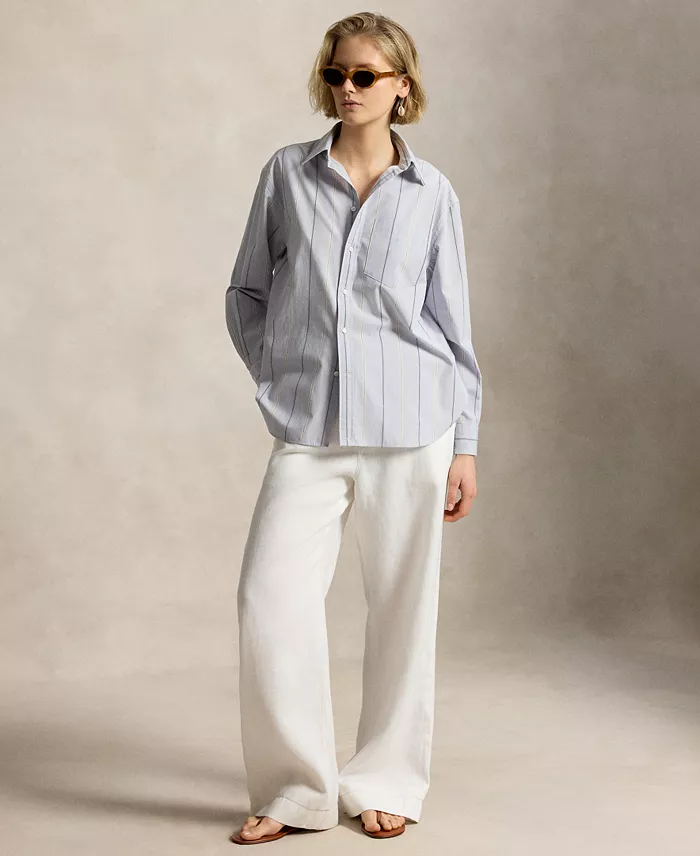Women's Oversize-Fit Striped Cotton Shirt - thumbnail 7