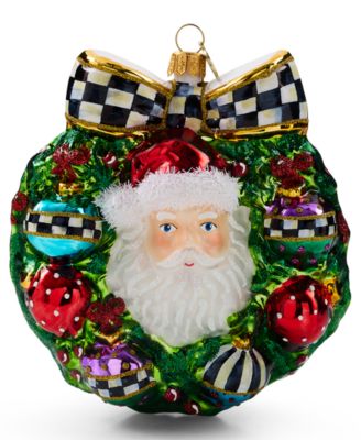 2026 Santa Wreath Glass Ornament
