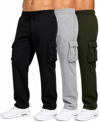 Men's Fleece-Lined Cargo Open-Bottom Sweatpants