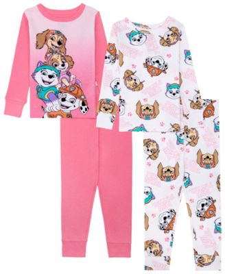 Toddler Girls' 2T-4T PAW Patrol Character Print Cotton Snug-Fit Pajama, 4-Piece Set