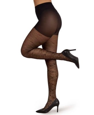 Women's Sketch Floral Sheer Control Top Tights