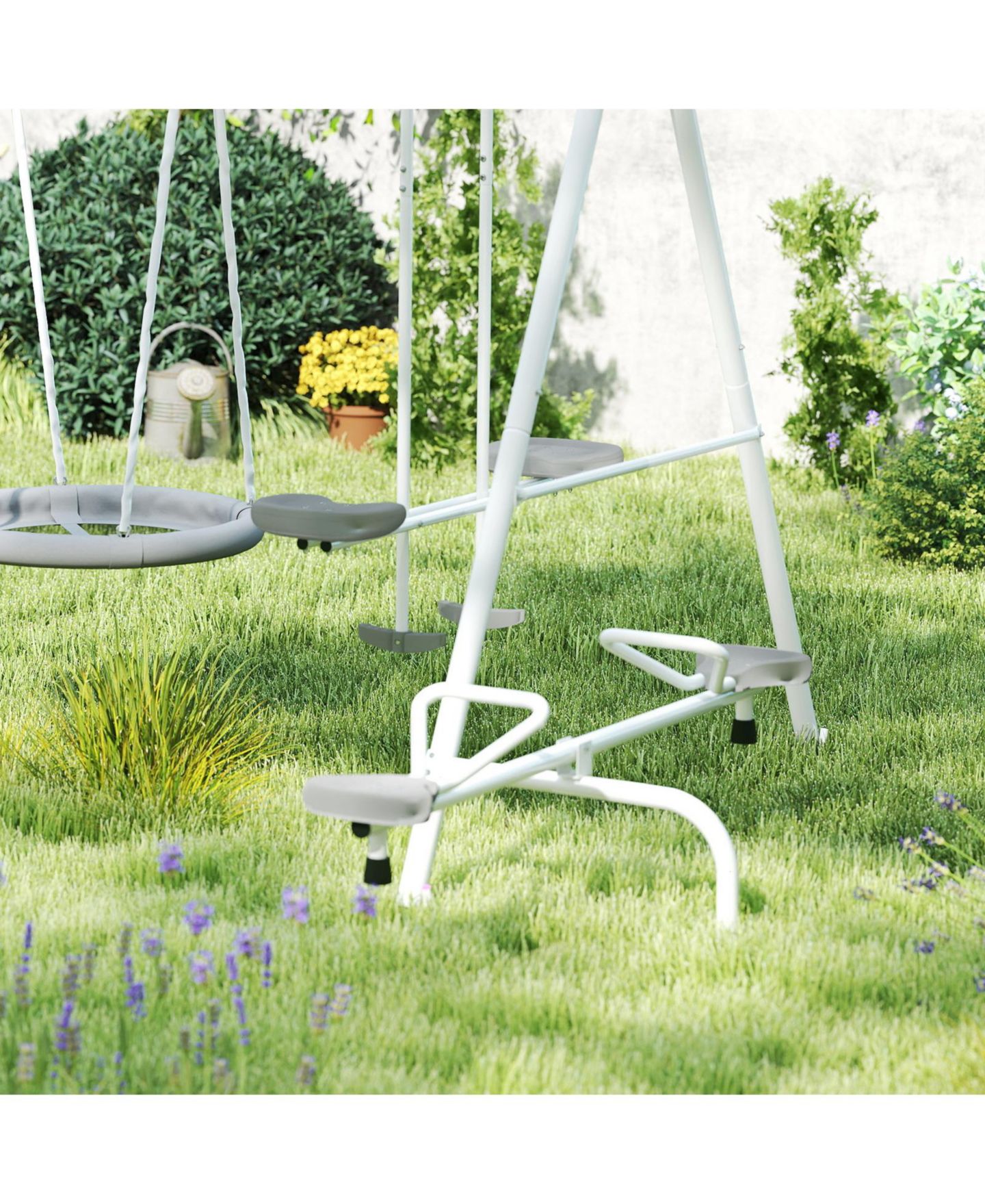Детские игрушки Glintex 5-in-1 Kids Swing Set with Slide, Saucer Swing and Glider, цвет: Серый — фото 9