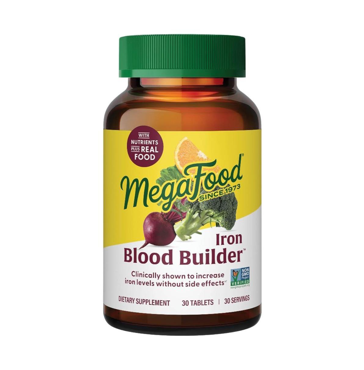MegaFood Blood Builder Iron Supplement for Women and Men with Vitamin C, B12 and Folic Acid