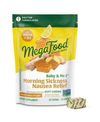 Baby and Me 2 Morning Sickness Nausea Relief Soft Chews with Vitamin B6 and Ginger, Honey Lemon Ginger 30 Soft Chews