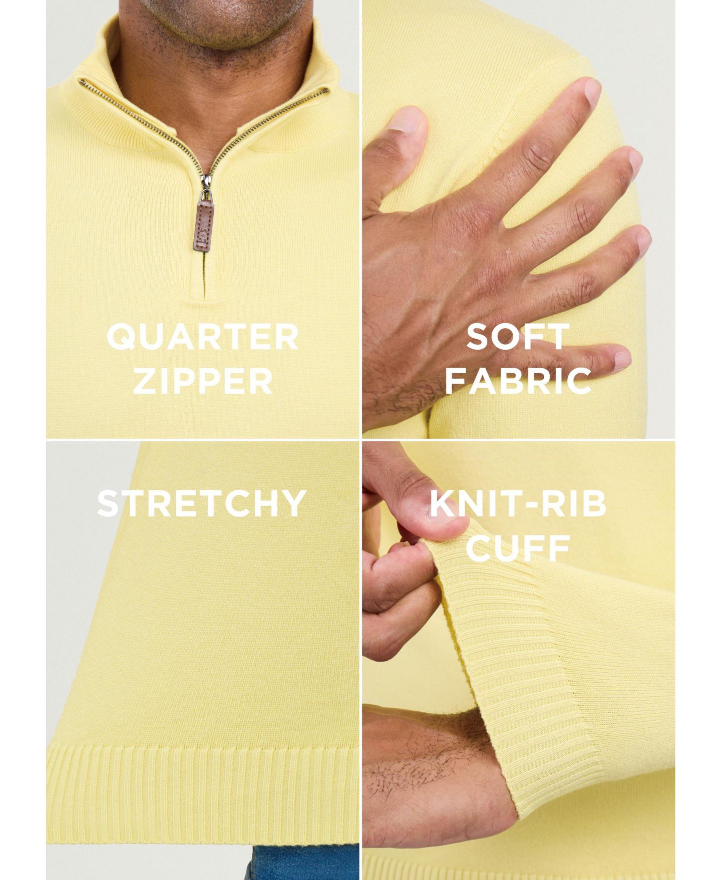 Мужской свитер SPRING + MERCER Quarter Zip Mock Neck, цвет: Жёлтый — фото 6