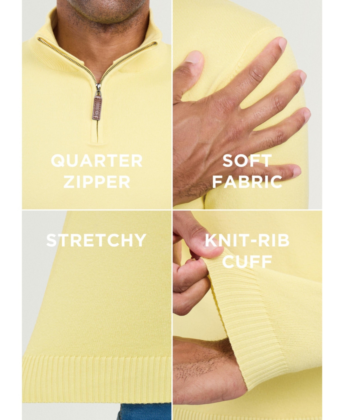 Spring + Mercer Men's Quarter Zip Mock Neck Sweater
