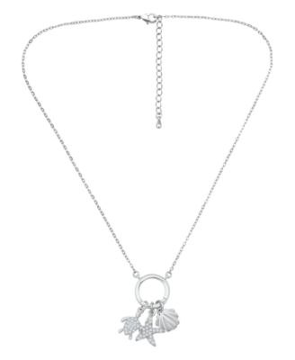 Women's Cubic Zirconia 5/8ct. t.w. Turtle, Starfish and Clamshell Charm Holder Necklace