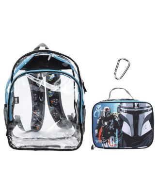 and Grogu 2 Piece 16 inch Kids Clear Backpack and Lunch Box Set For School And Travel