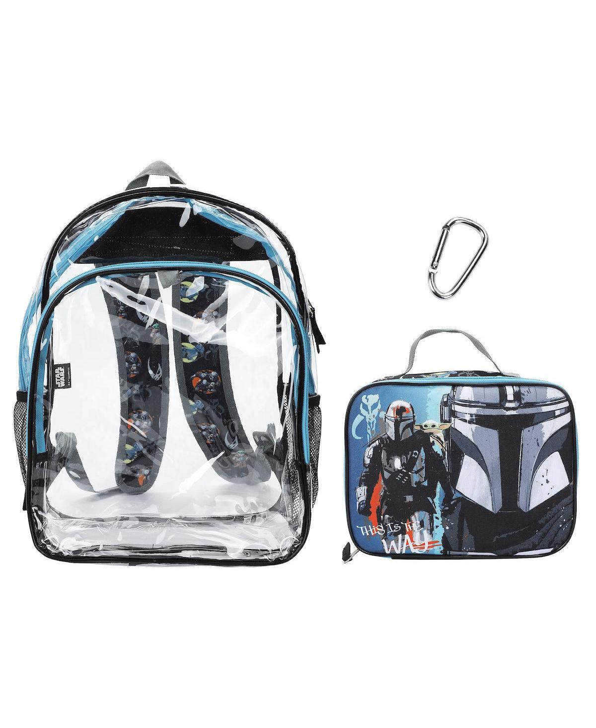 Star Wars: The Mandalorian and Grogu 2 Piece 16 inch Kids Clear Backpack and Lunch Box Set For School And Travel