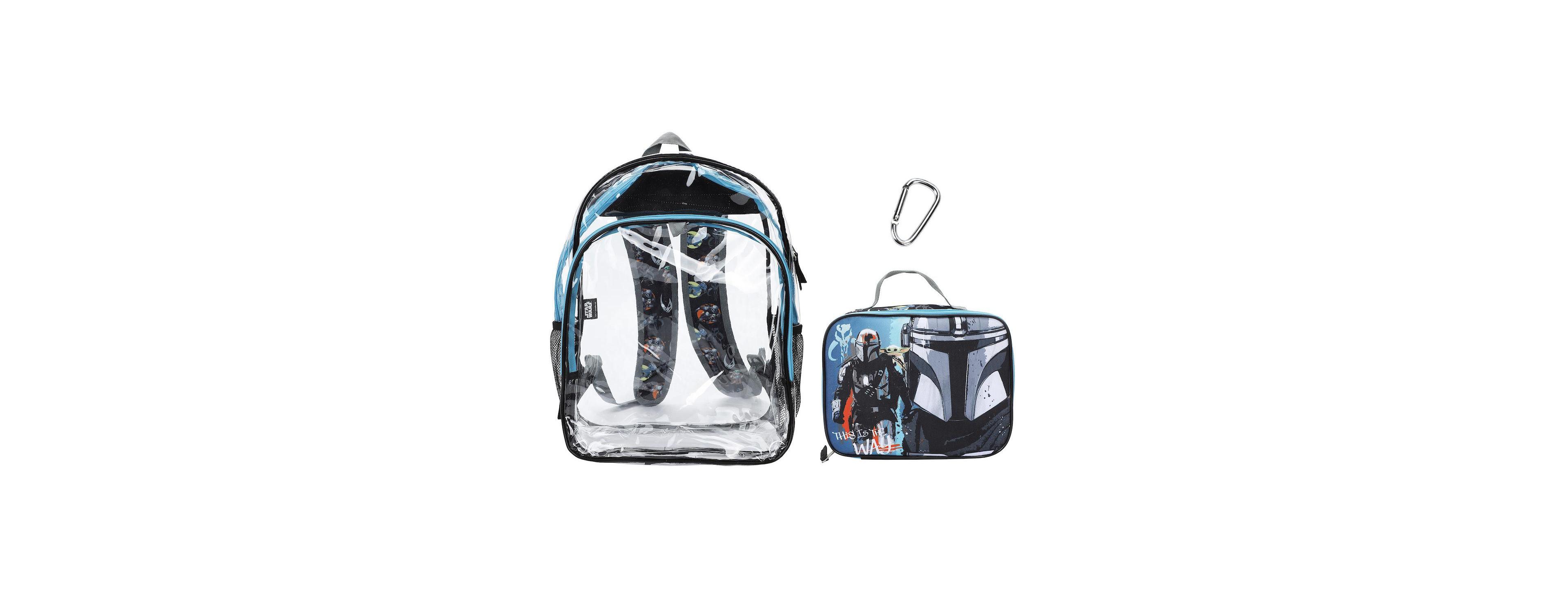 Star Wars: The Mandalorian and Grogu 2 Piece 16 inch Kids Clear Backpack and Lunch Box Set For School And Travel
