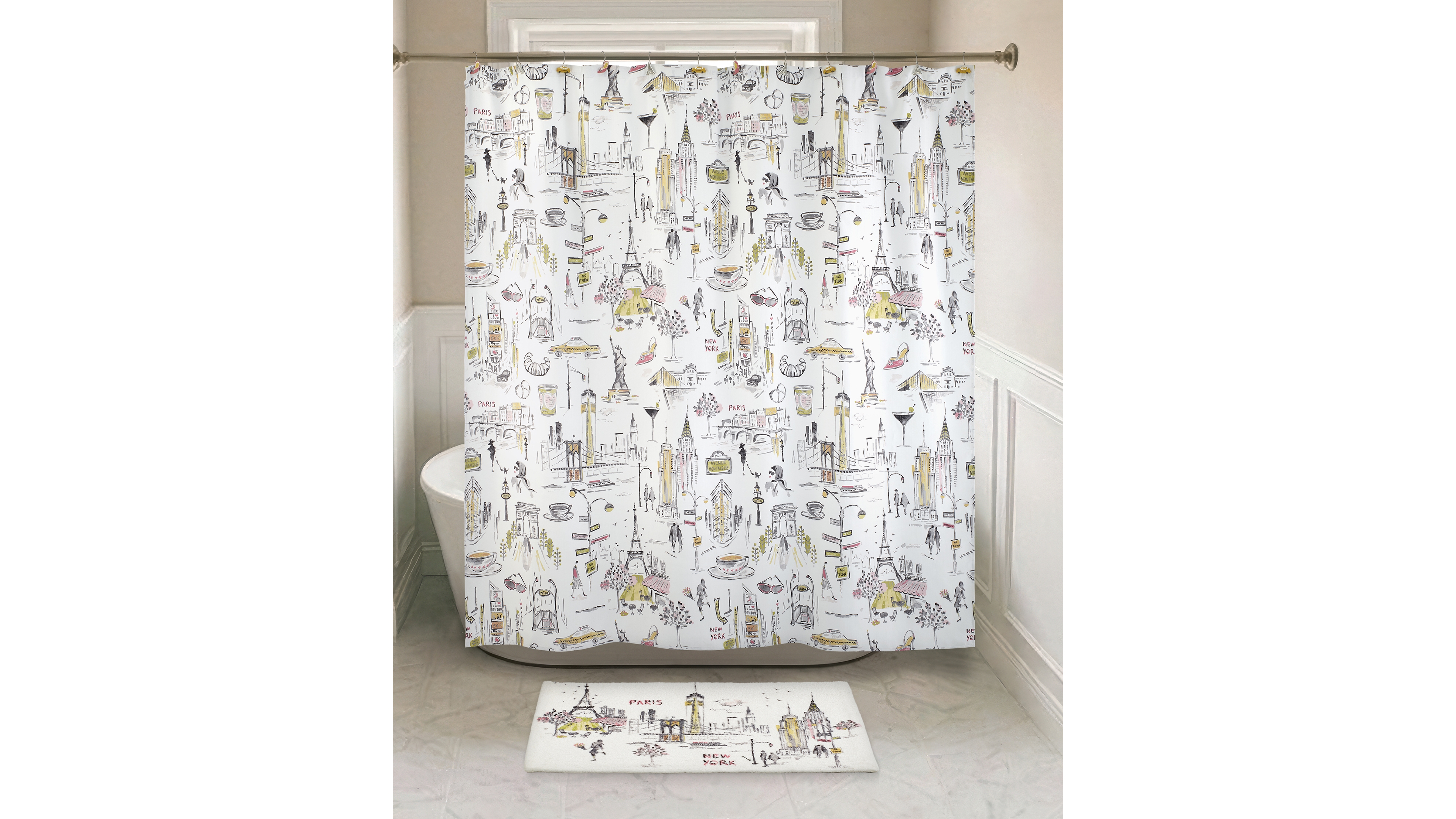 Nicole Miller City Girl 13-Piece Shower Curtain Set with Hooks