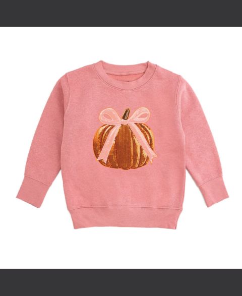Толстовка Sweet Wink Coquette Pumpkin Sequin Patch для девочек, цвет: Пыльный розовый