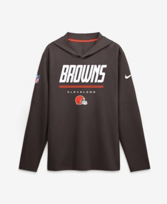 Men's Brown Cleveland Browns Sideline Game On Lightweight Long Sleeve Hooded Dri-FIT Top
