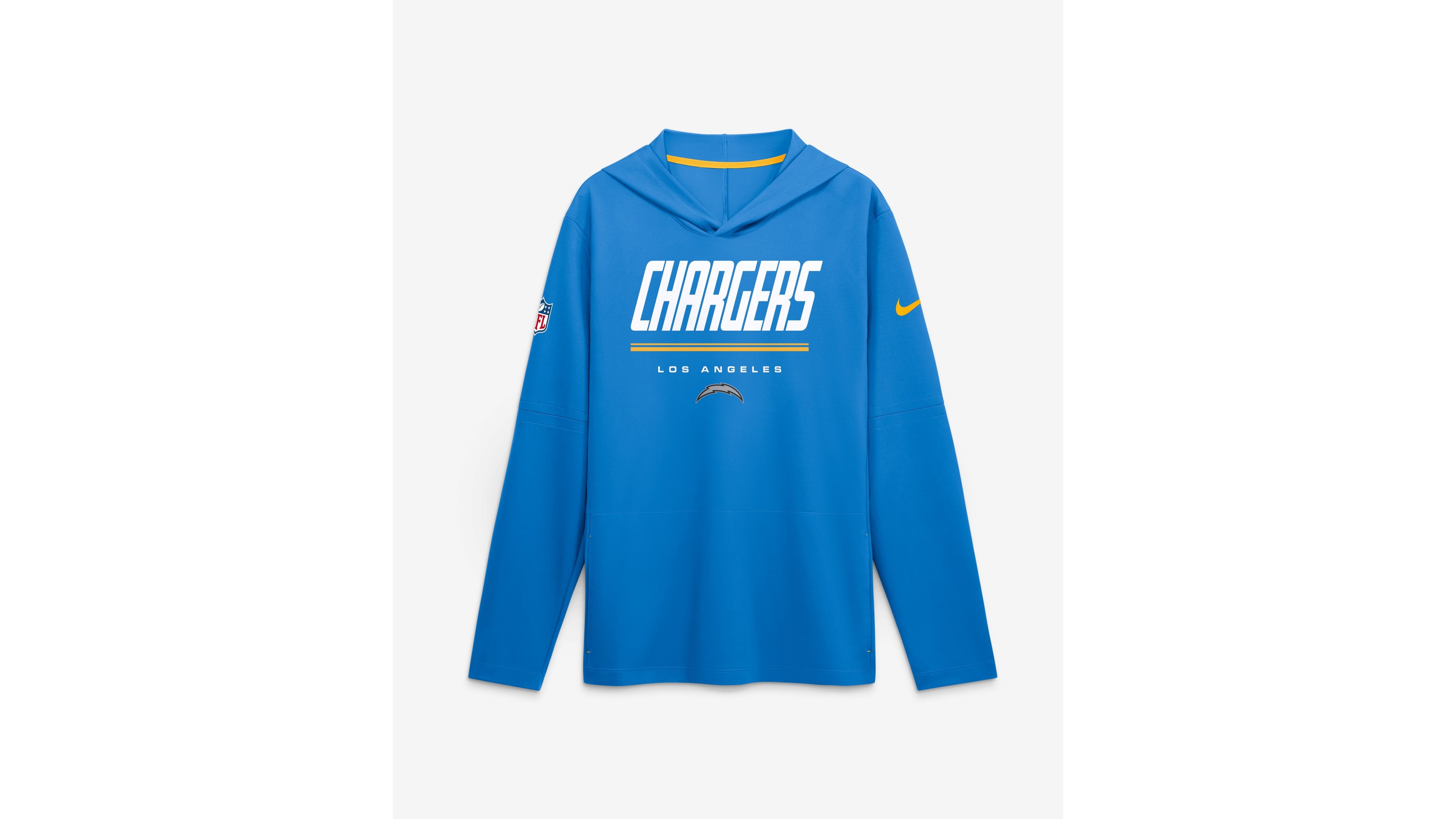 Nike Men's Los Angeles Chargers Sideline Lightweight Long-Sleeve Dri-fit Hoodie