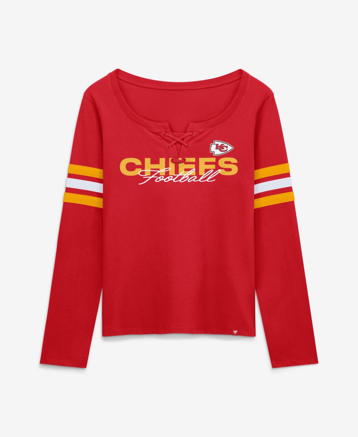 Женская футболка Fanatics Kansas City Chiefs Team First Coverage Scheme Lace-up Long-Sleeve — фото 1