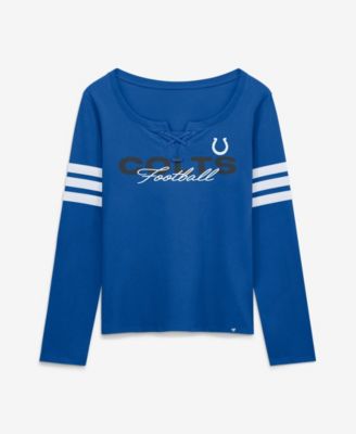 Women's Indianapolis Colts Team First Coverage Scheme Lace-Up Cotton Long-Sleeve T-Shirt