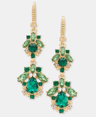 Gold-Tone Glass Crystal Double Drop Earrings