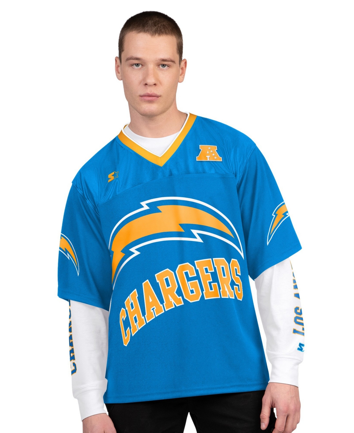 Starter Men's Powder Blue/White Los Angeles Chargers Short Sleeve & Long T-Shirt, 2-Piece Set