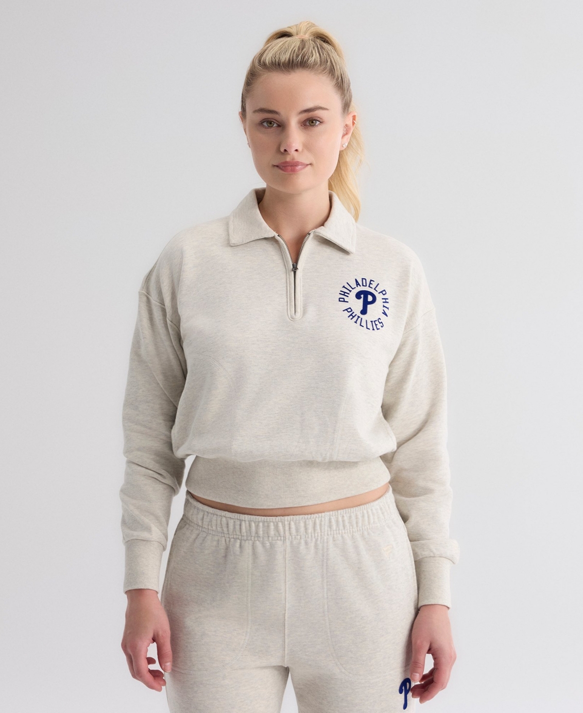 Fanatics Women's Philadelphia Phillies Iconic Cropped Quarter-Zip Sweatshirt