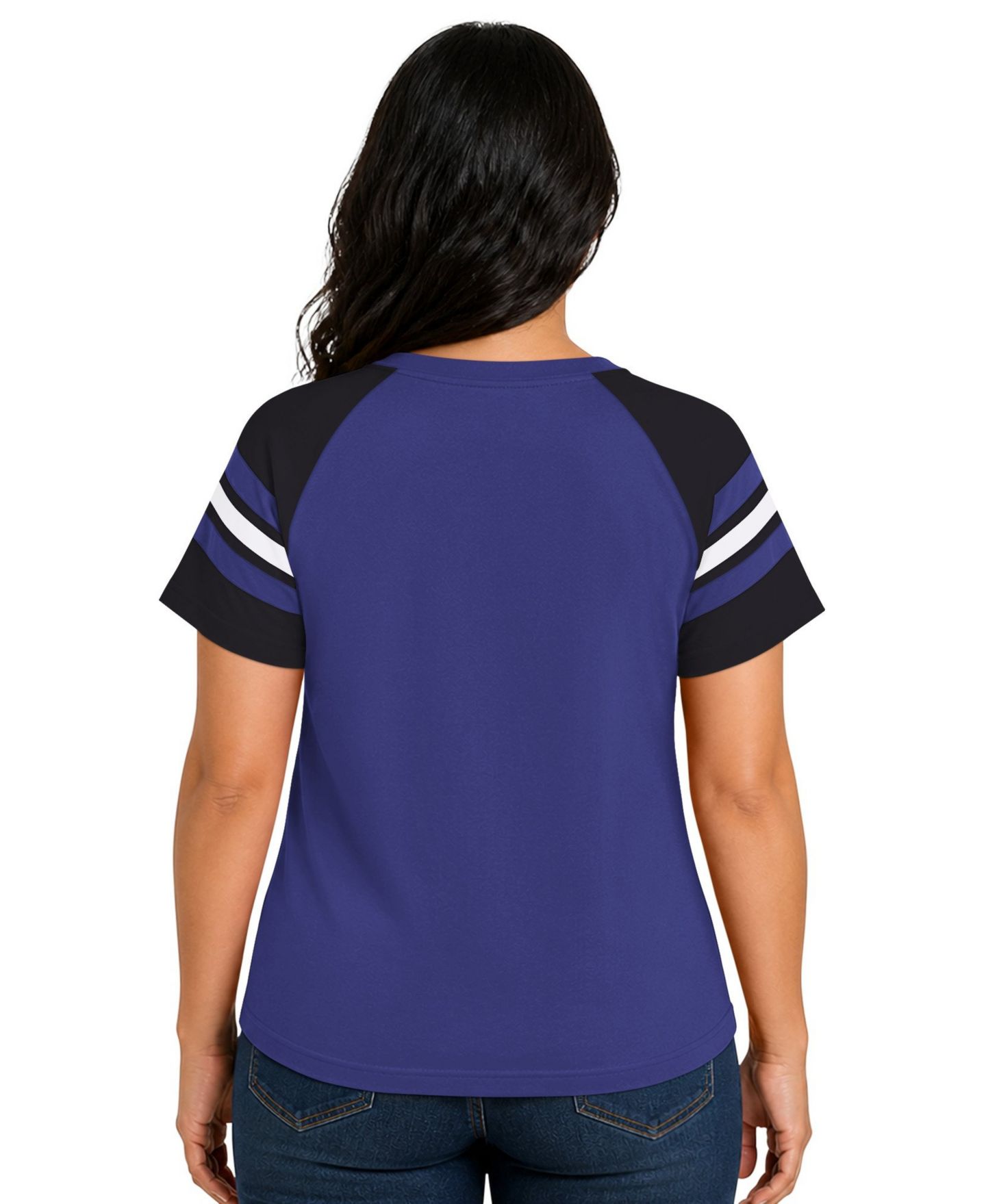 Женская футболка Starter Purple Baltimore Ravens Plus Size Game On Notch Neck Raglan — фото 2